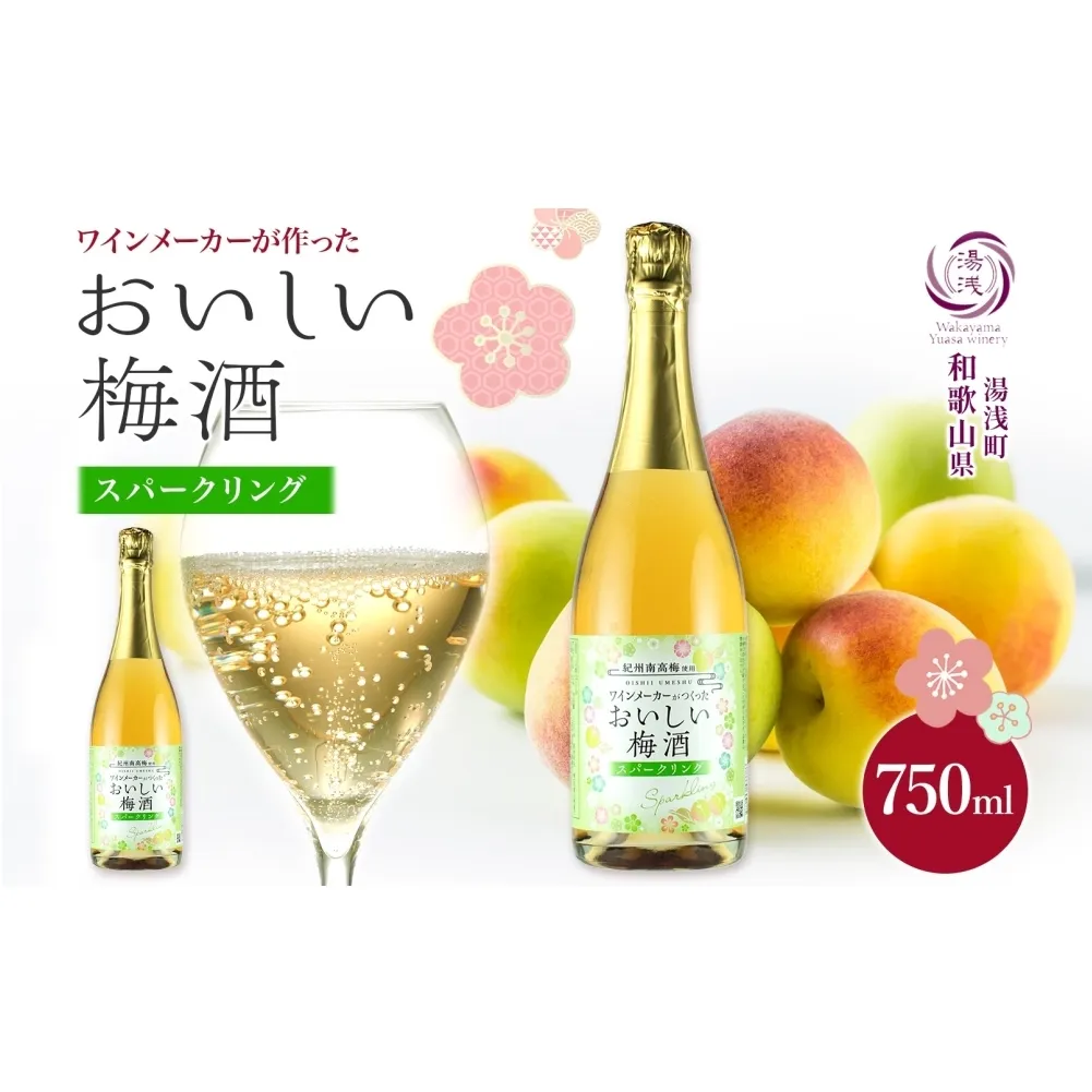 KG1015_ワインメーカーが作ったおいしい梅酒 スパークリング 紀州南高梅 使用 750ml 湯浅ワイナリー
