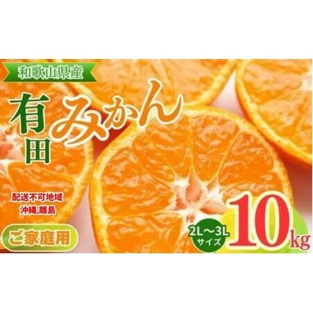 【ご家庭用】和歌山有田みかん約10kg(2L、3Lサイズ)〇
