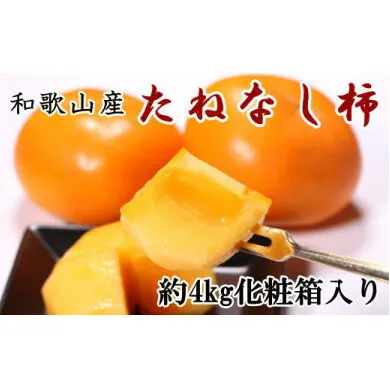 【厳選・産直】和歌山産のたねなし柿2L～4Lサイズ約4kg（化粧箱入り） ※2025年10月上旬～11月上旬頃に順次発送予定 ※離島への配送不可