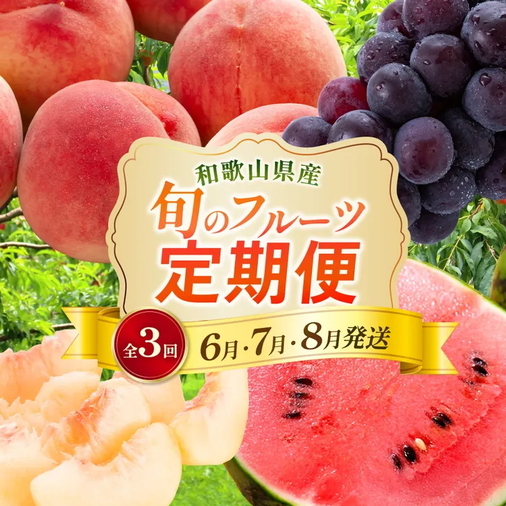 〈定期便〉【6・7・8月 全3回】和歌山の夏の人気フルーツ（小玉スイカ・桃・たねなしピオーネ）※北海道・沖縄・離島への配送不可