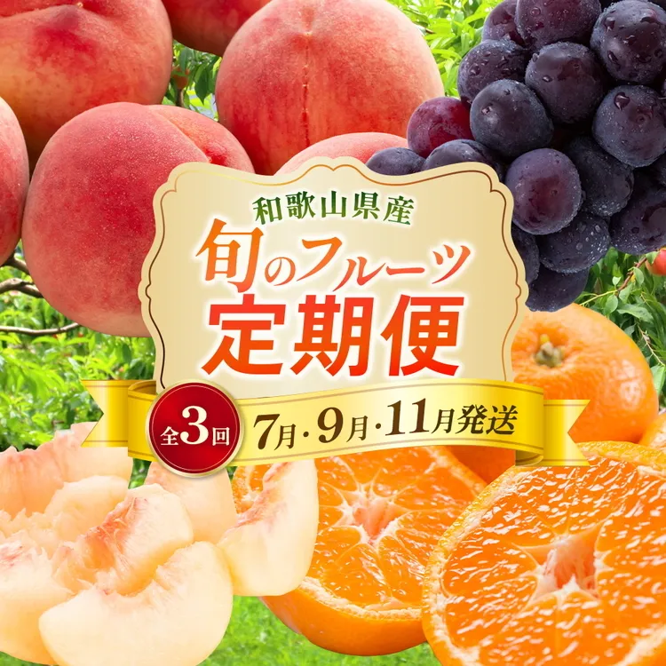 〈定期便〉【7・9・11月 全3回】産直・和歌山フルーツ（桃・ピオーネ・有田みかん）※北海道・沖縄・離島への配送不可