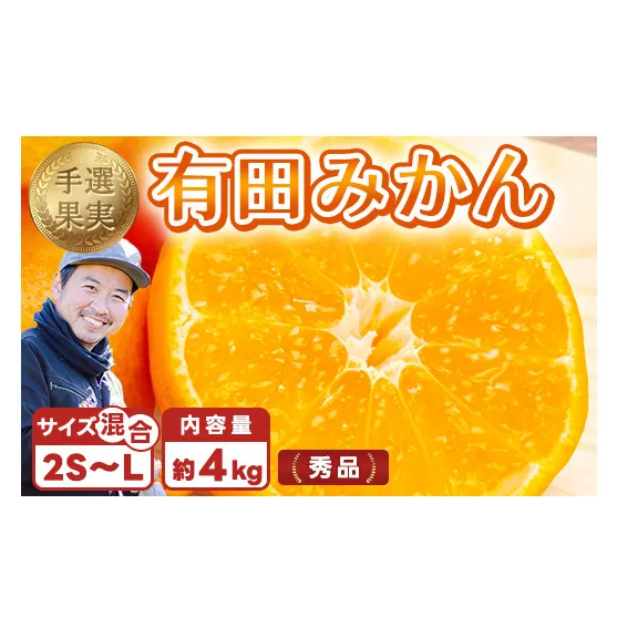 【まごころ手選別】和歌山産 有田みかん 4kg (2S～Lサイズ混合) ※2025年11月上旬～2026年1月下旬頃に順次発送予定