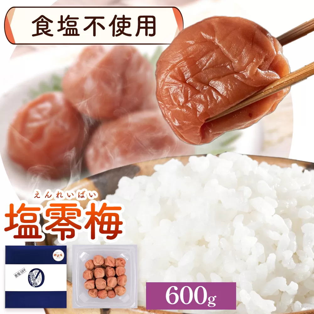 塩零梅 梅干し 紀州南高梅 食塩不使用 有限会社プラム 600g [30日以内に出荷予定(土日祝除く)]和歌山県 日高町 送料無料 梅 うめ ウメ 南高梅 紀州