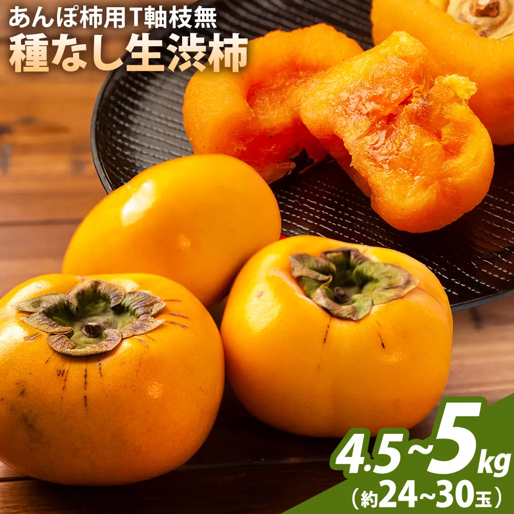 【2026年先行予約】柿 かき あんぽ柿用 T軸枝無 種なし 生渋柿 4.5~5kg ふるさと農園《10月中旬-11月上旬頃より発送予定(土日祝除く)》 和歌山県 日高町 贈り物 ギフト
