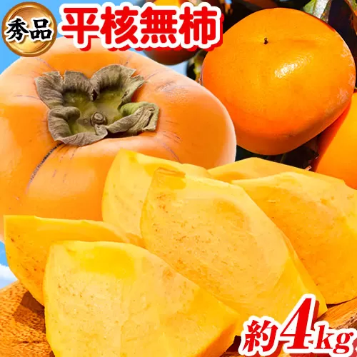 秀品 和歌山秋の味覚平核無柿(ひらたねなしがき)約4kg 化粧箱入 株式会社魚鶴商店《2026年10月上旬-11月上旬頃出荷》 和歌山県 日高町 柿 カキ かき たねなし ジューシー フルーツ