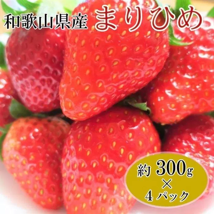 【1月発送】和歌山県産ブランドいちご「まりひめ」約300g×4パック入り【北海道・沖縄県・離島配送不可】【印南町産】