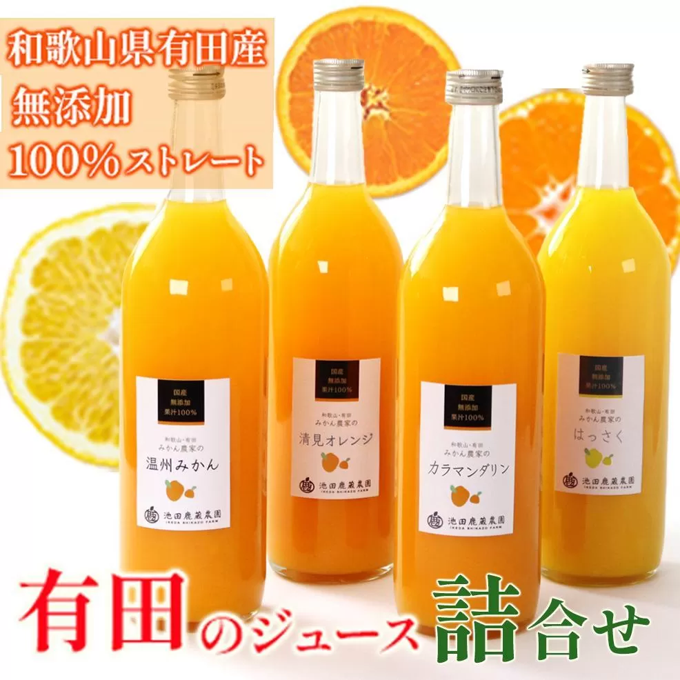 無添加・有田のジュース詰合せ 720ml×4本・3種［種類おまかせ］［IKE239］