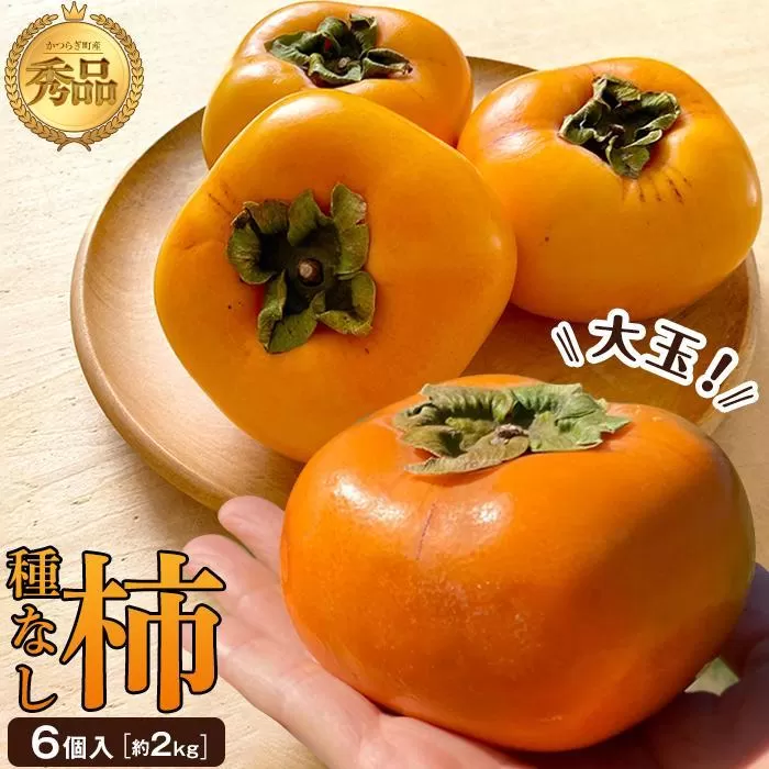 柿(種無し) 6個入 (約2kg)  秀品大玉【2025年9月下旬頃より発送】【KT1】