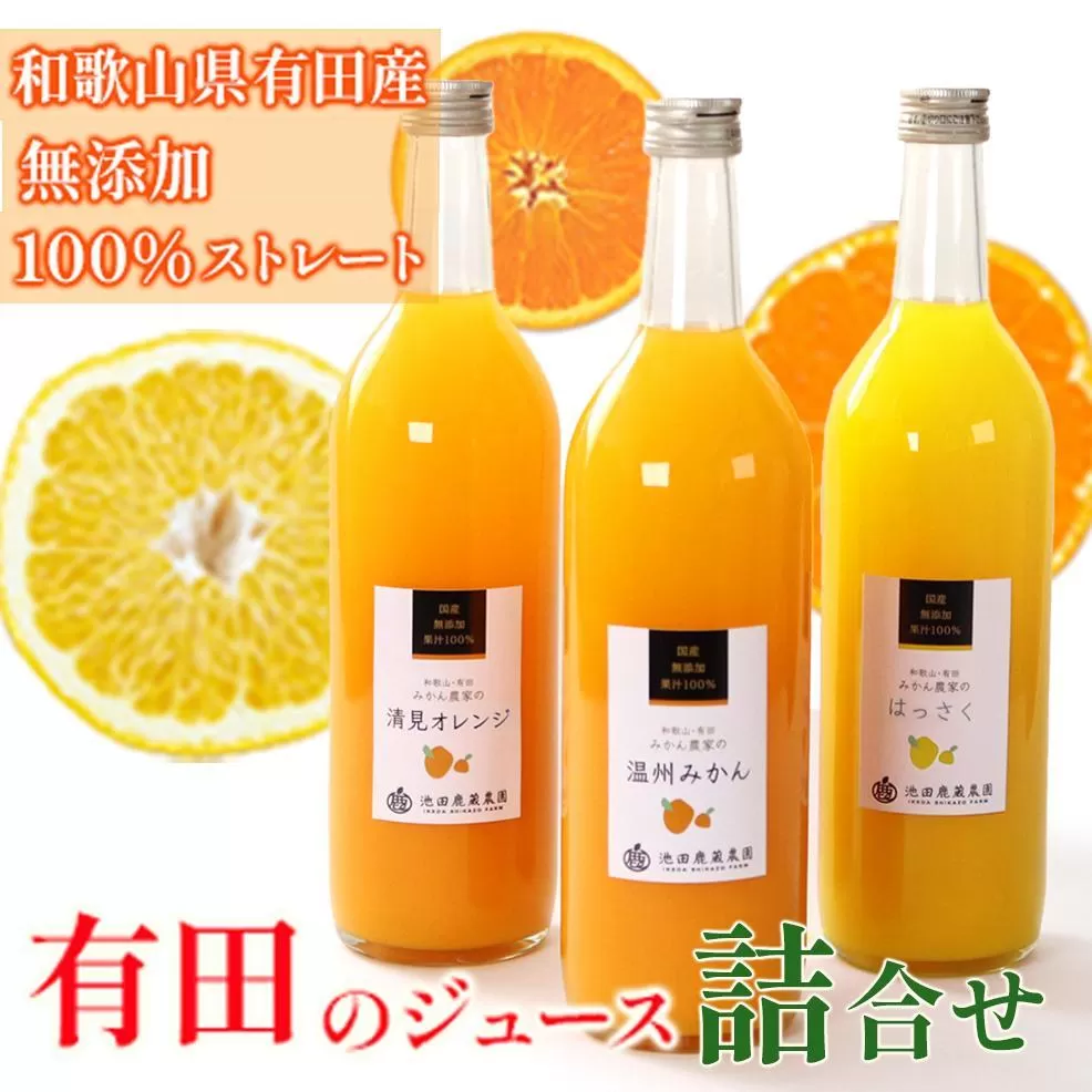 無添加・有田のジュース詰合せ 720ml×3本・3種［種類おまかせ］［IKE252］