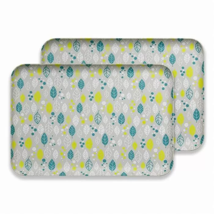 友禅染和紙トレー L 39cm 2枚セット ウインターリーフ グレー タツクラフト 【Tk293】