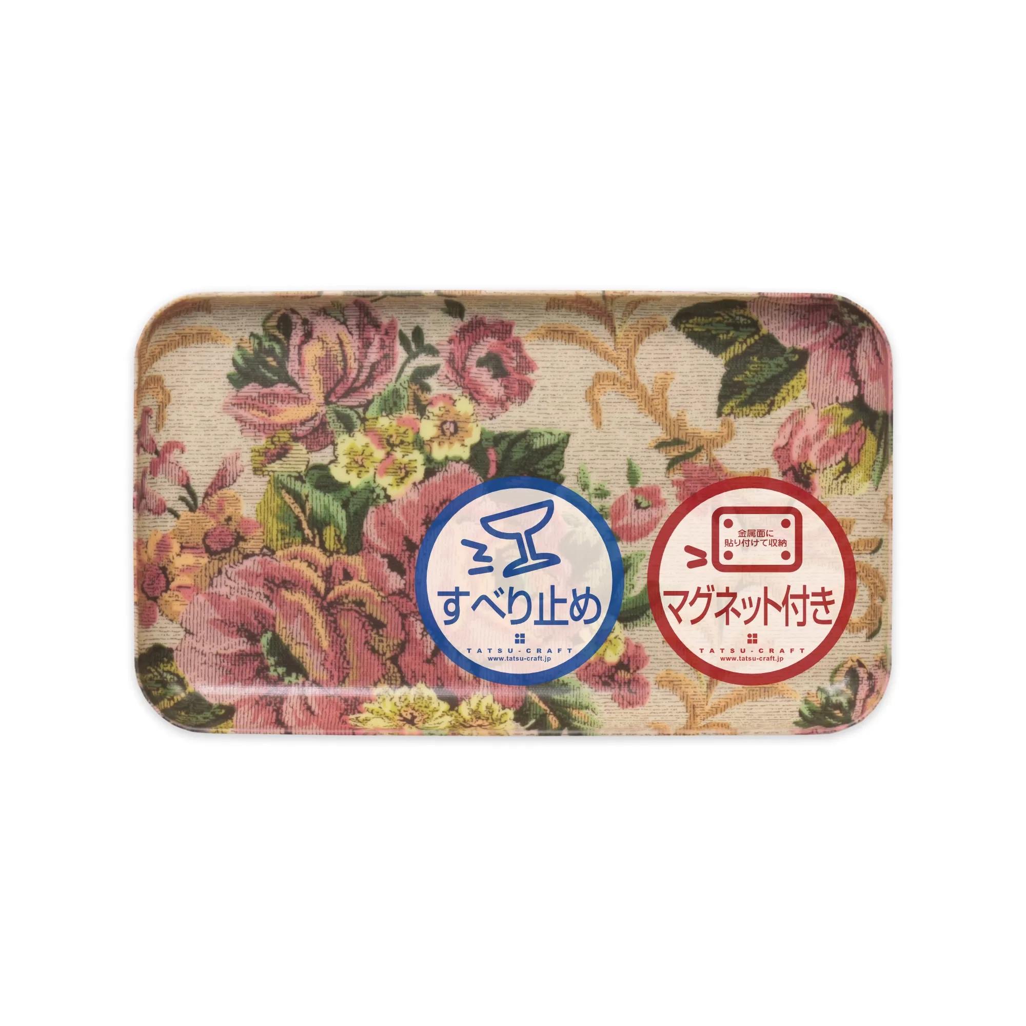 TATSU-CRAFT マグネットトレー SS 21.5cm ヴィクトリアン オールドローズ すべり止め付き ［Tk1038］