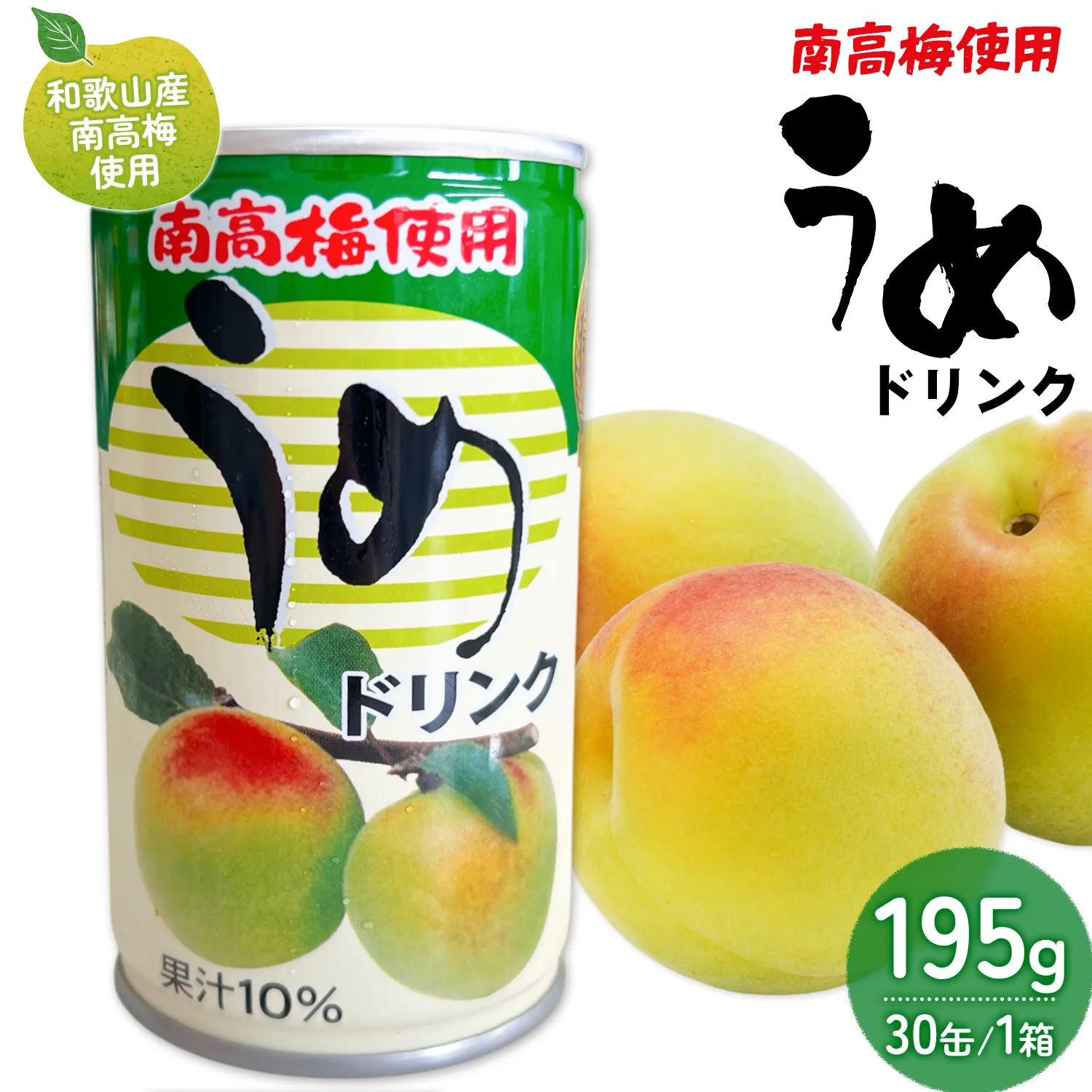 和歌山産 南高梅使用 うめドリンク 果汁10% 30缶 195g/1缶 南海果工株式会社《90日以内に出荷予定(土日祝除く)》和歌山県 日高川町 ジュース 梅 うめ ウメ 送料無料