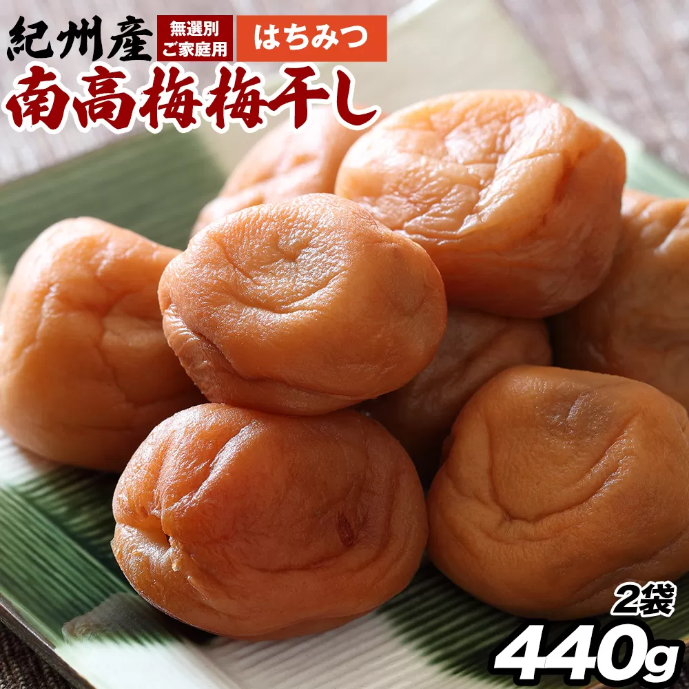 【数量限定！3～7営業日出荷】紀州 南高梅 梅干し はちみつ 2袋 送料無料 メール便 ご家庭用 無選別 《3-7日以内に発送予定(土日祝日除く)》和歌山県 日高川町 しそ梅 はちみつ梅