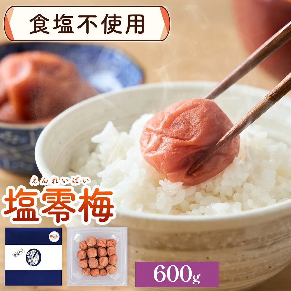 塩零梅 梅干し 紀州南高梅 食塩不使用 有限会社プラム 600g《30日以内に出荷予定(土日祝除く)》和歌山県 日高川町 送料無料 梅 うめ ウメ 南高梅 紀州 送料無料