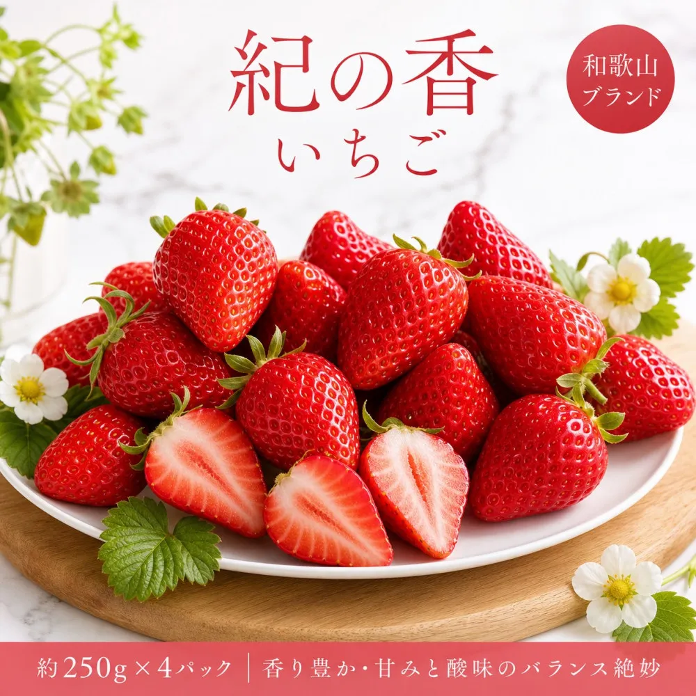 紀州和歌山ブランドいちご「紀の香」約250g×4P ［UT143］