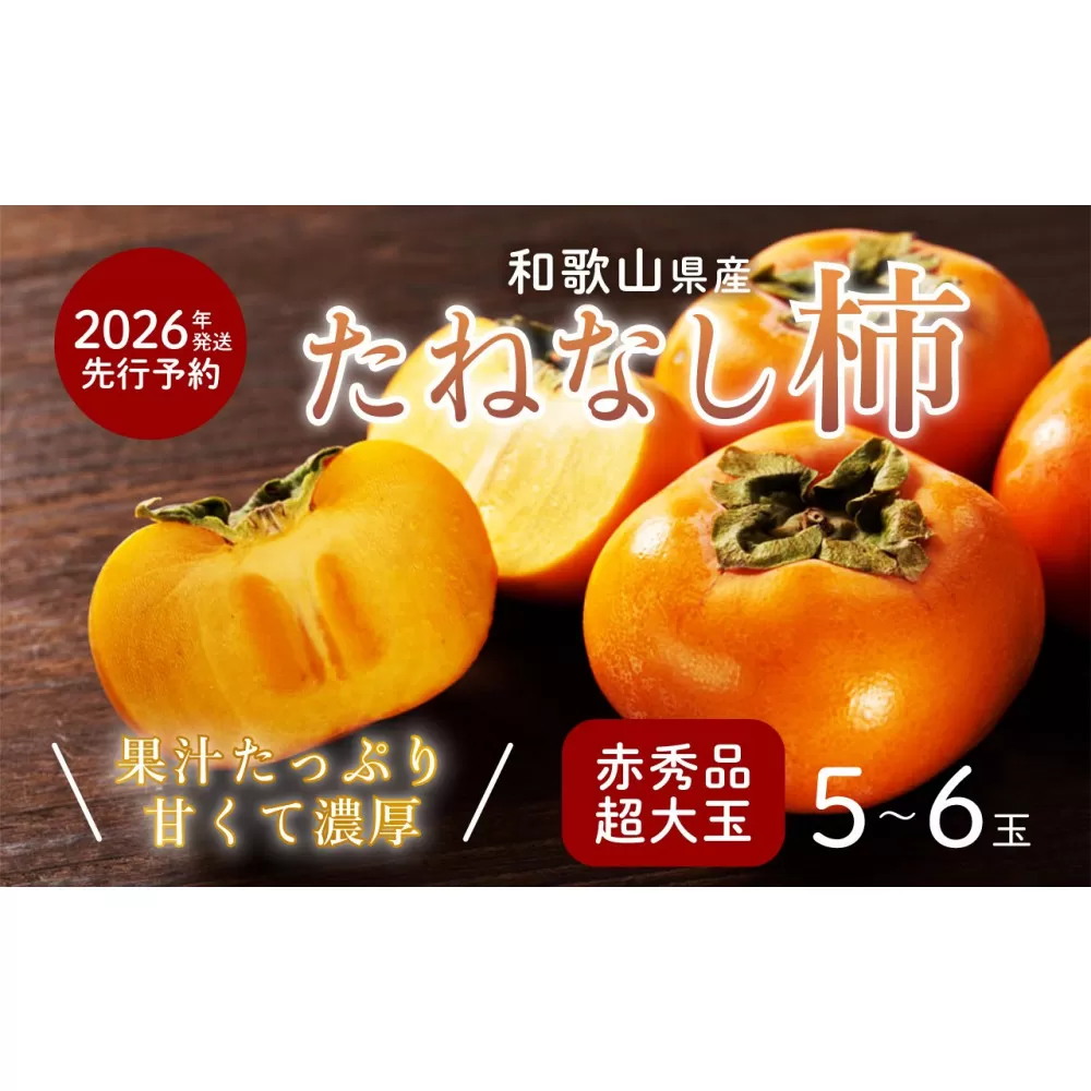 柿 種無し 赤秀品 超大玉 1.8kg 5〜6個 ［先行予約］［2026年9月末頃から発送］［KG4］