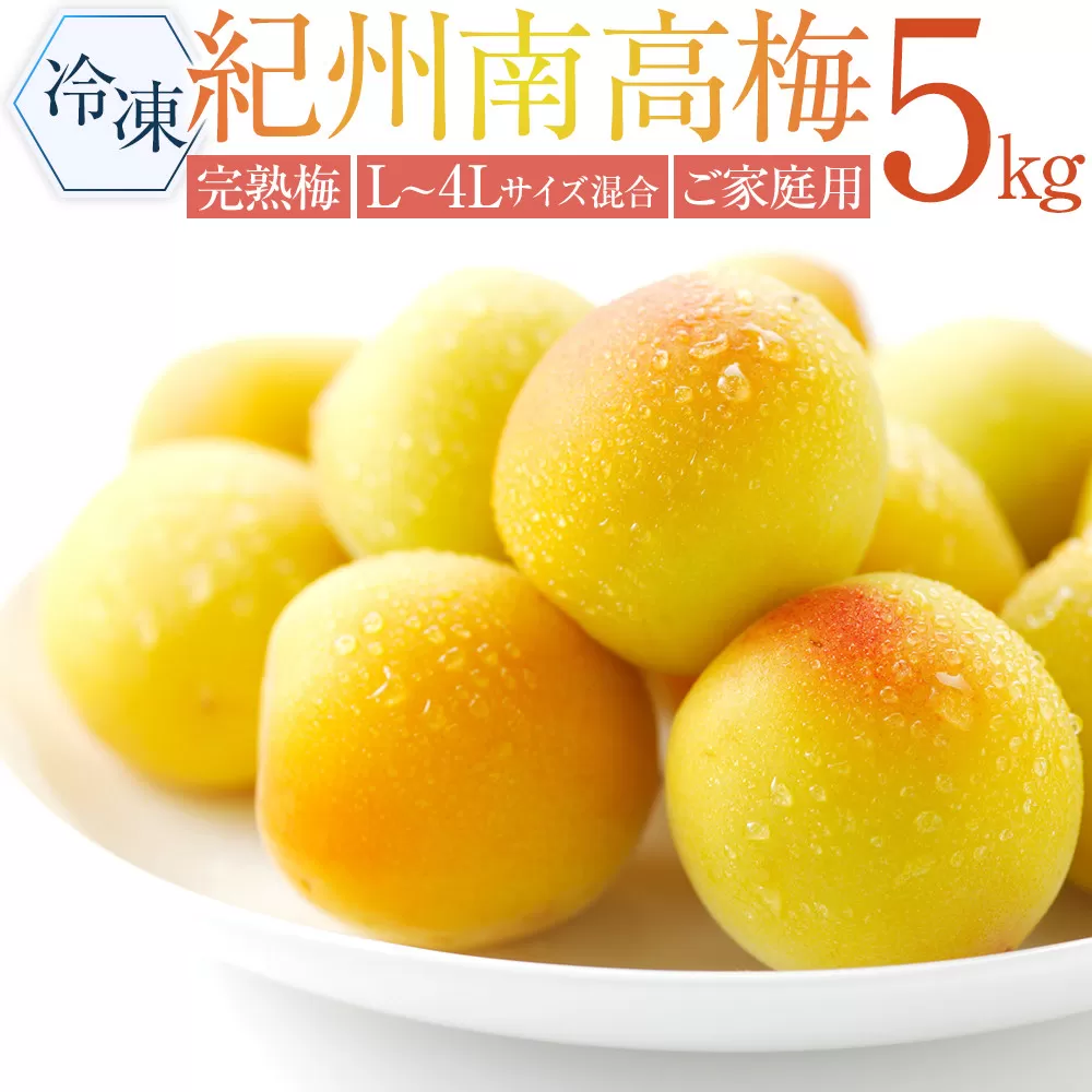 冷凍 紀州南高梅 完熟梅   約5kg   L〜4Lサイズ混合 ご家庭用