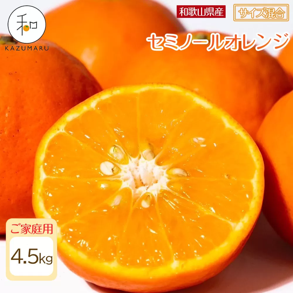 家庭用 森本農園の手選別 セミノールオレンジ 4.5kg 和歌山県産 サイズ混合 ［北海道・沖縄・離島配送不可］［RN27］［2026年4月中旬から順次発送］