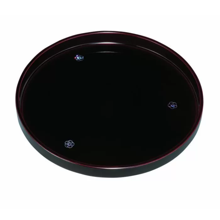 丸盆 30cm 溜 貝張 やまと梅 ［YG468］