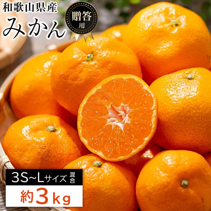 和歌山県産 糖度 12.5度以上 秀品 贈答用 みかん 3kg 3S ～ Lサイズ混合［MG54］