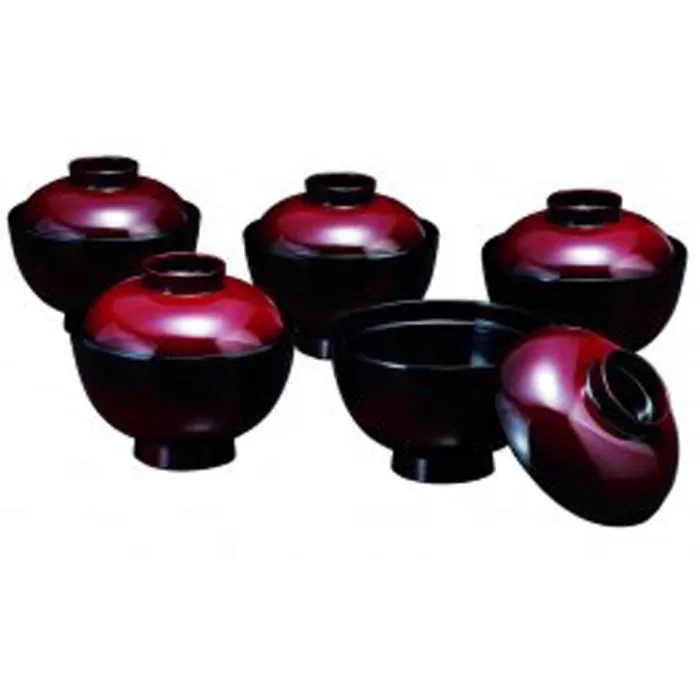 3.7吸物椀 篁 5客入（食器洗浄機OK） 紀州漆器［YS40］