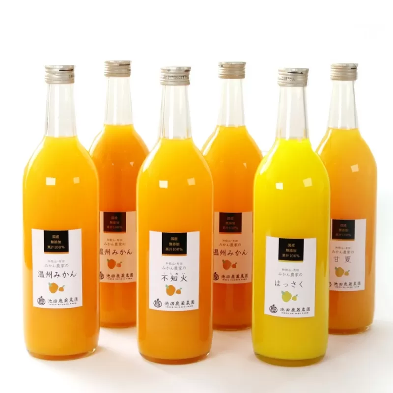 無添加・有田のジュース詰合せ720ml×6本・4種 有田みかんジュース