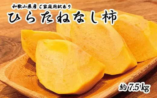 【ご家庭用わけあり】和歌山秋の味覚　平核無柿（ひらたねなしがき）　約7.5kg	※2025年10月上旬頃～2025年10月末頃より順次発送（お届け日指定不可）