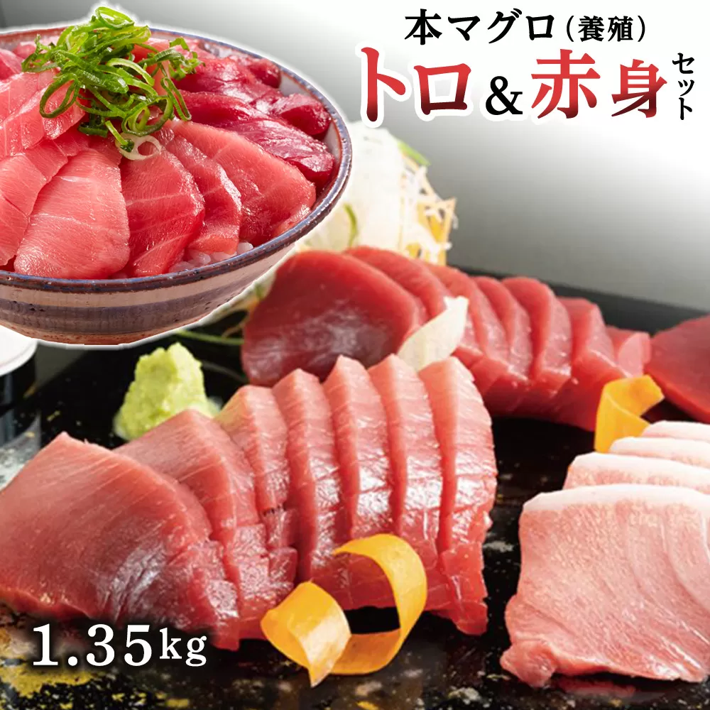本マグロ（養殖）トロ＆赤身セット　1.35kg［KS13］