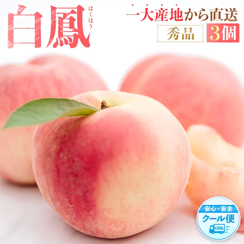 先行販売！［モモ］ 白鳳　桃の王様！食べきりやすい３個入り［2026年6月下旬頃より順次発送］［秀品］こだわり農家厳選 ［KG17］