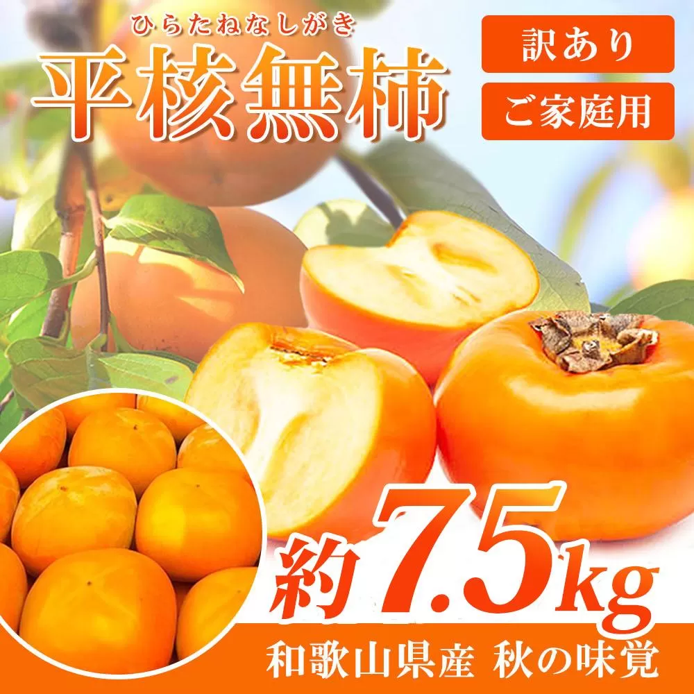 【ご家庭用】平核無柿（ひらたねなしがき）約７.５kg 和歌山秋の味覚【2025年発送】【UT32】