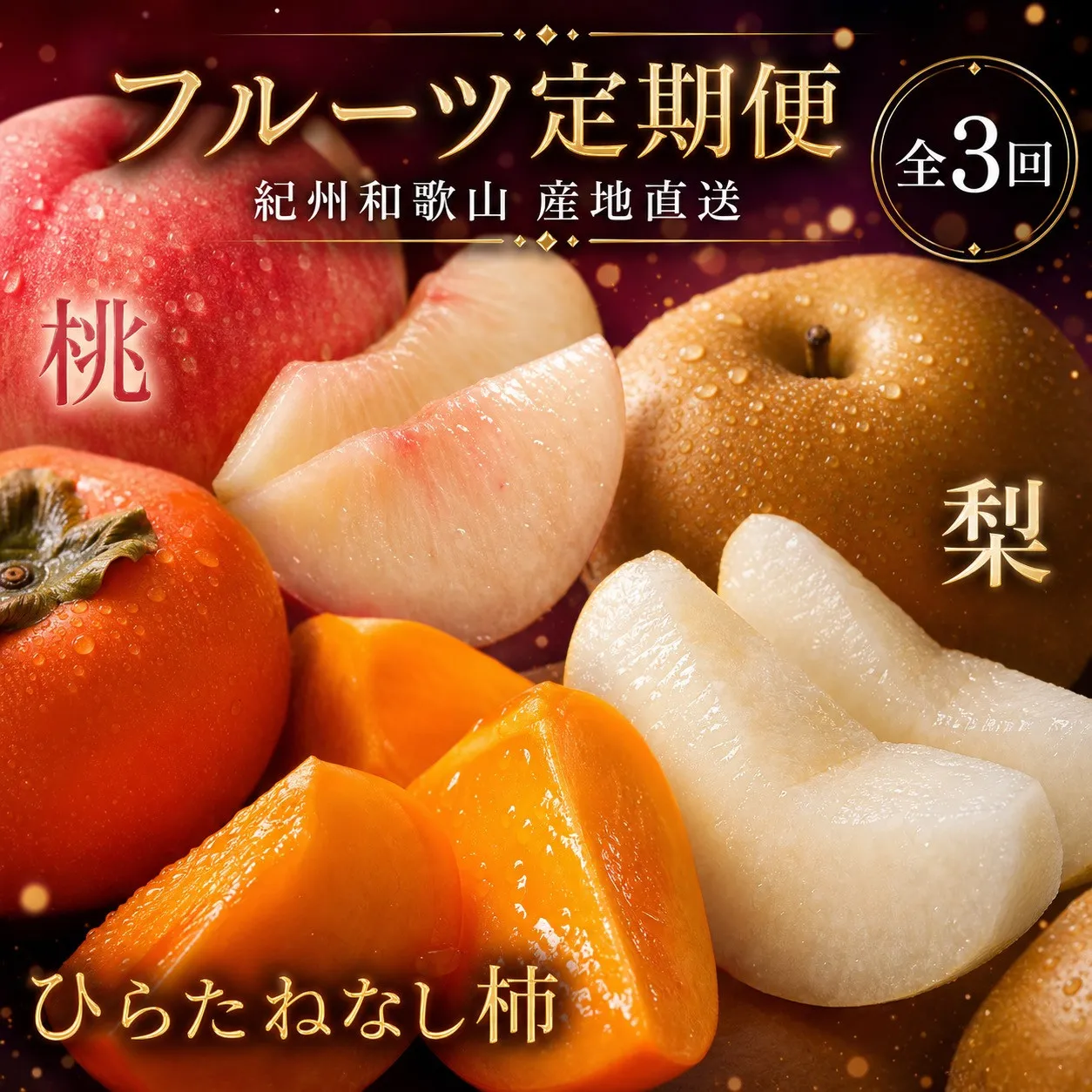 【7・8・10月 全3回】紀州和歌山産旬のフルーツセット(桃・梨・ひらたねなし柿)定期便 【魚鶴商店】【UT68】