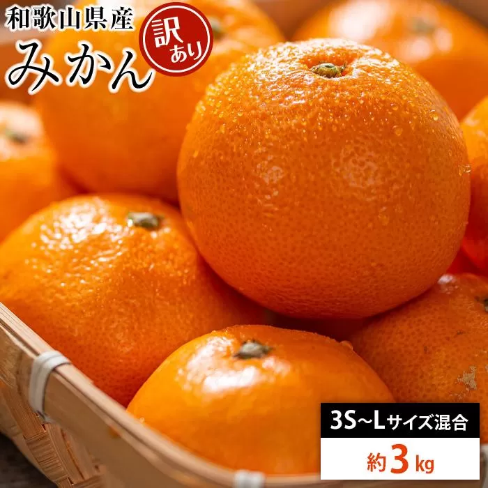 和歌山県産 糖度 12.5度以上 訳あり みかん 3kg 3Ｓ〜Ｌサイズ混合【MG56】