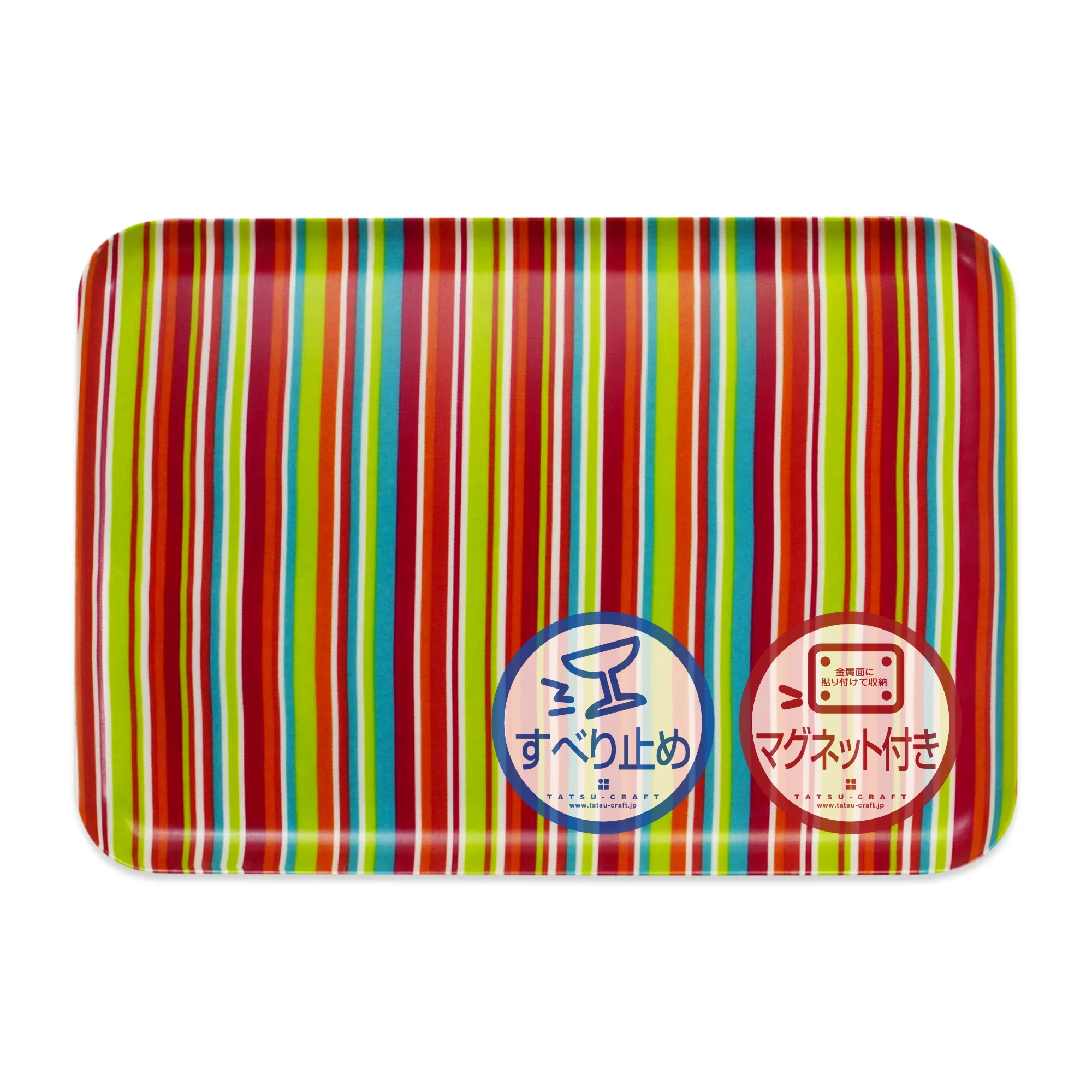 TATSU-CRAFT マグネットトレー M 33cm ミラノストライプ CP キャンディピンク すべり止め付き ［Tk1094］