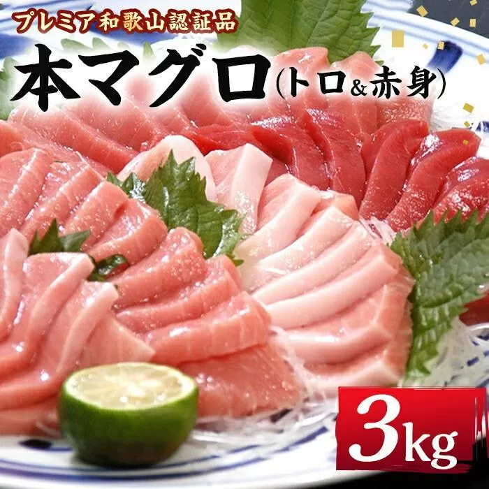 プレミア和歌山認証品 本マグロ（養殖）トロ＆赤身セット　3kg［KS14］