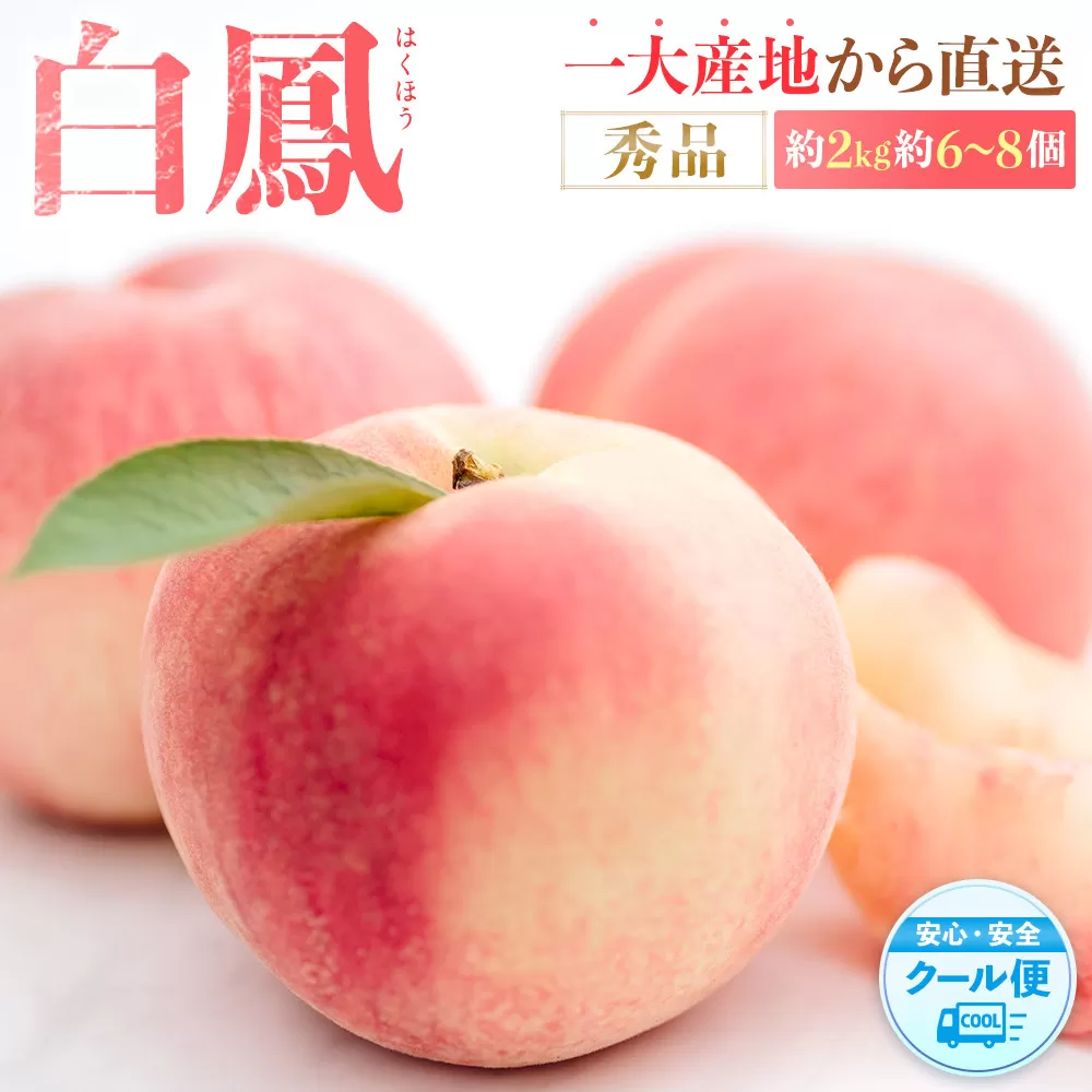 先行販売！［モモ］ 白鳳　桃の王様！約2kg6〜8個 ［2026年6月下旬頃より順次発送］［秀品］こだわり農家厳選 ［KG12］