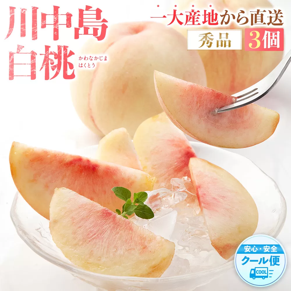 ［秀品］川中島白桃 食べきりやすい3個入り［2026年7月末頃から順次発送］こだわり 農家厳選 先行予約 モモ［KG16］