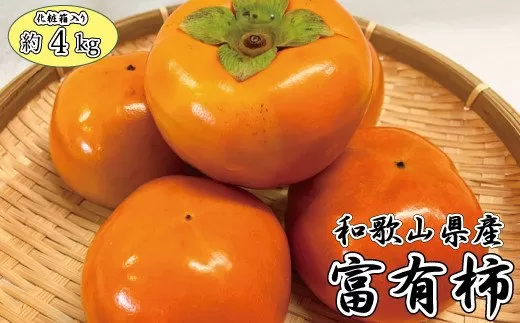 和歌山秋の味覚　富有柿　約4kg　化粧箱入　※2025年11月上旬頃〜2025年12月上旬頃発送（お届け日指定不可）