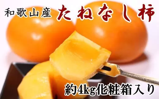 【秋の味覚】和歌山産のたねなし柿2L〜4Lサイズ約4kg（化粧箱入り）※2024年10月上旬〜2024年11月上旬頃順次発送