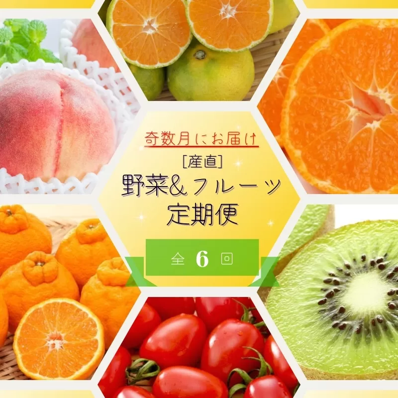 【全6回定期便】奇数月にお届け♪【産直】野菜&フルーツ定期便!キウイ・不知火・アイコトマト・桃・極早生みかん・有田みかん
