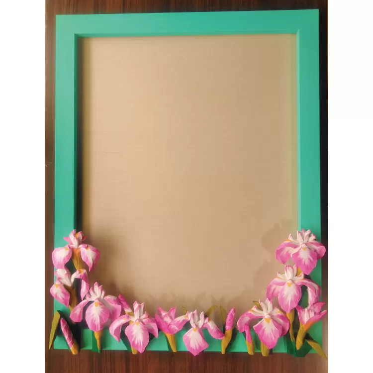 木彫り額縁(かきつばた)