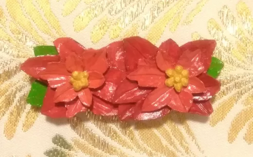 12月の帯留め(ポインセチア)(兼ブローチ) / 祝福 幸運 聖なる願い 帯留め