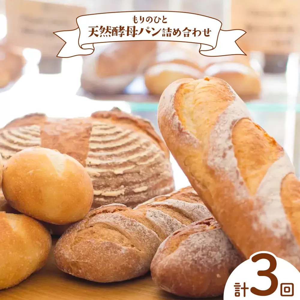 [3ヶ月定期便]もりのひと 天然酵母パン 詰め合わせ 選べる 定期便 回数 3回 もりのひと[お申込み月の翌月から発送] 鳥取県 八頭町 パン 食パン カンパーニュ ライ麦 全粒粉 くるみとレーズン 送料無料