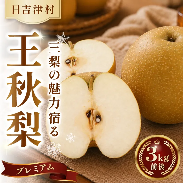 プレミアム王秋梨　3kg【梨 赤梨 王秋梨 おうしゅうなし 3kg 先行予約 期間限定 数量限定 なし ナシ 晩生種 果物 くだもの フルーツ 旬 厳選 プレミアム 高糖度 甘い 贈り物 ギフト お取り寄せ 産地直送 鳥取県】