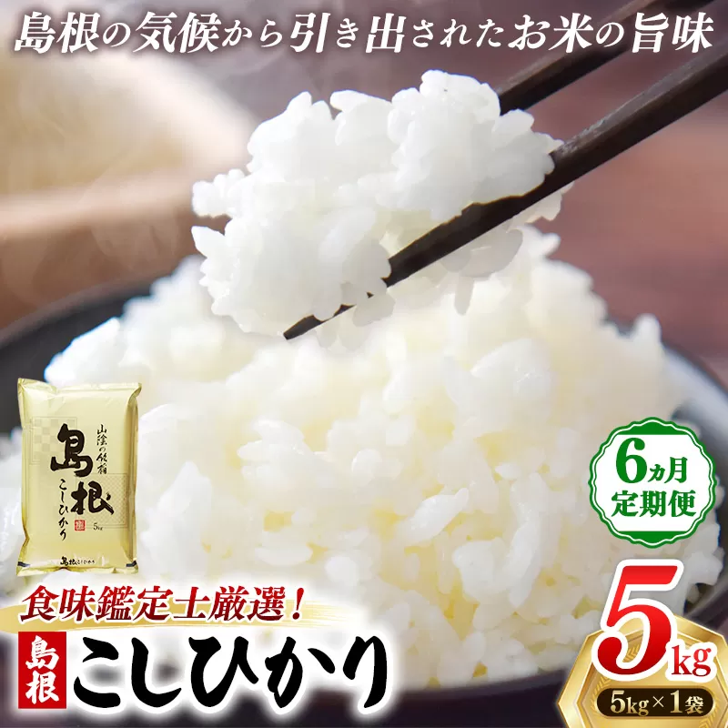【定期便 6か月】食味鑑定士厳選　島根こしひかり 5kg（5kg×1袋）【白米 コシヒカリ 令和7年産 精米 島根県 安来市】【100-UF-07】