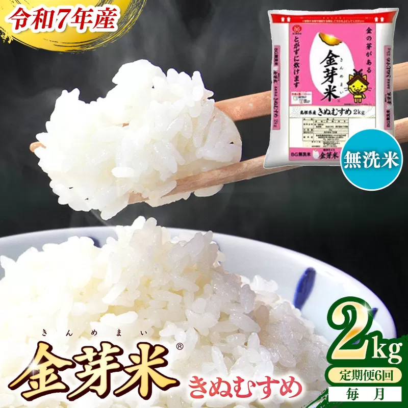 【定期便】BG無洗米・金芽米きぬむすめ 2kg×6ヵ月 （毎月）【令和7年産 6ヶ月 時短 健康 米 BG 無洗米 計12kg 精米 半年間 島根県産 節水 時短 アウトドア キャンプ 東洋ライス おすすめ 島根県 安来市】【42-SS-24】