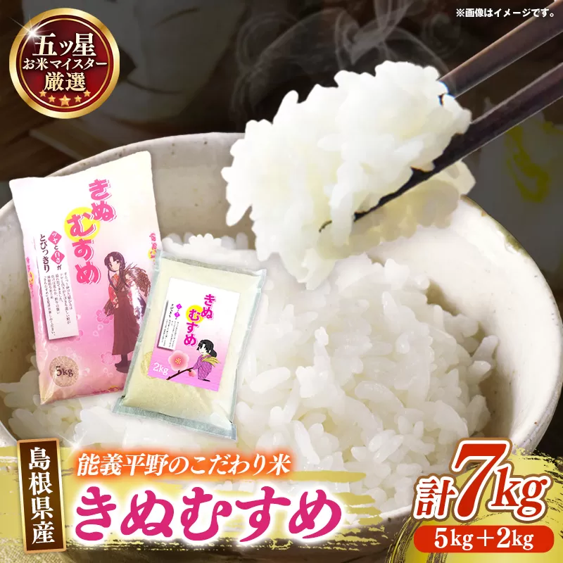 五ツ星お米マイスター厳選 能義平野のきぬむすめ 7kg 【令和7年産 白米 精米 ご飯 美味しい 安心 安全 沼田米穀店 島根県 安来市】【19-NB-03】
