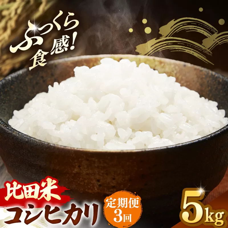 比田米 コシヒカリ(精米)5kg×3回 定期便【令和7年産 米 お米 計15kg こしひかり ごはん ご飯 国産 お弁当 美味しい 人気 おすすめ 島根県産 島根県 安来市】【45-EC-45】