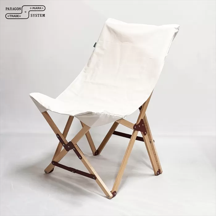 折りたたみ椅子 キナリ色 PARAGON FOLDING CAMP CHAIR (BEECH MATERIAL / 15oz DUCK FABRIC SEAT KINARI)