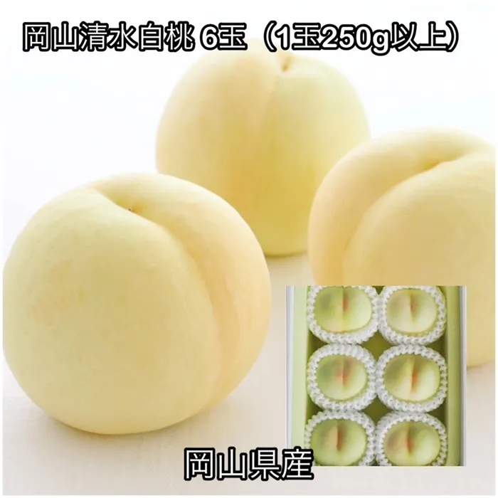 岡山清水白桃 6玉(1玉250g以上)化粧箱入り岡山県産