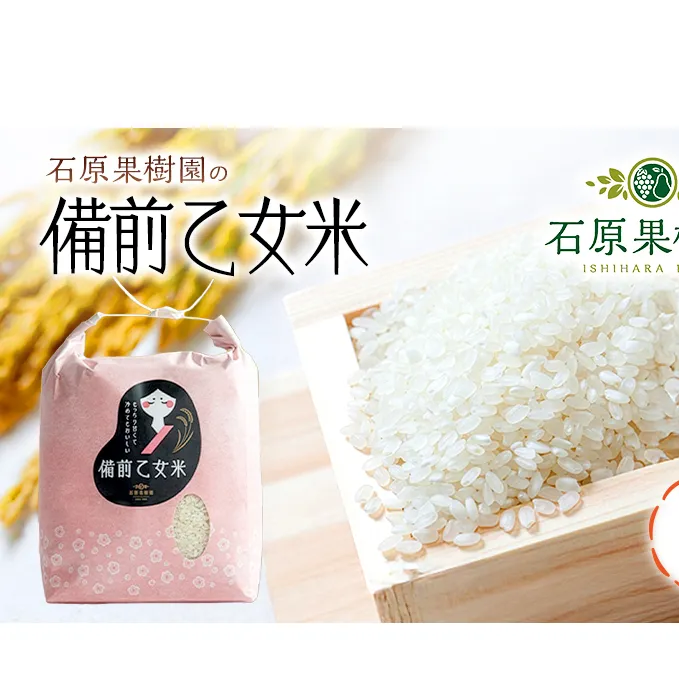 米 令和7年産 石原果樹園の備前乙女米 白米 5kg×1袋 ※11月上旬～順次発送予定 お米 精米 白米 ライス  乳酸菌栽培 岡山県 おにぎり お弁当